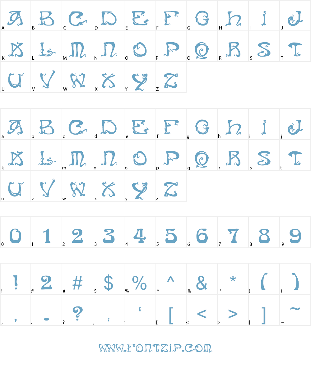 Art Nouveau Caps Font Character